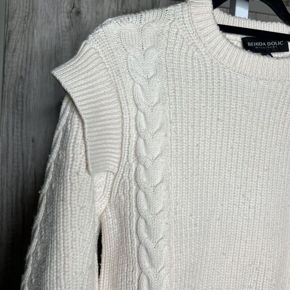 Behida Dolic Millinery Sweater Women Small Italian Wool Oversized Cable Knit - Picture 4 of 9